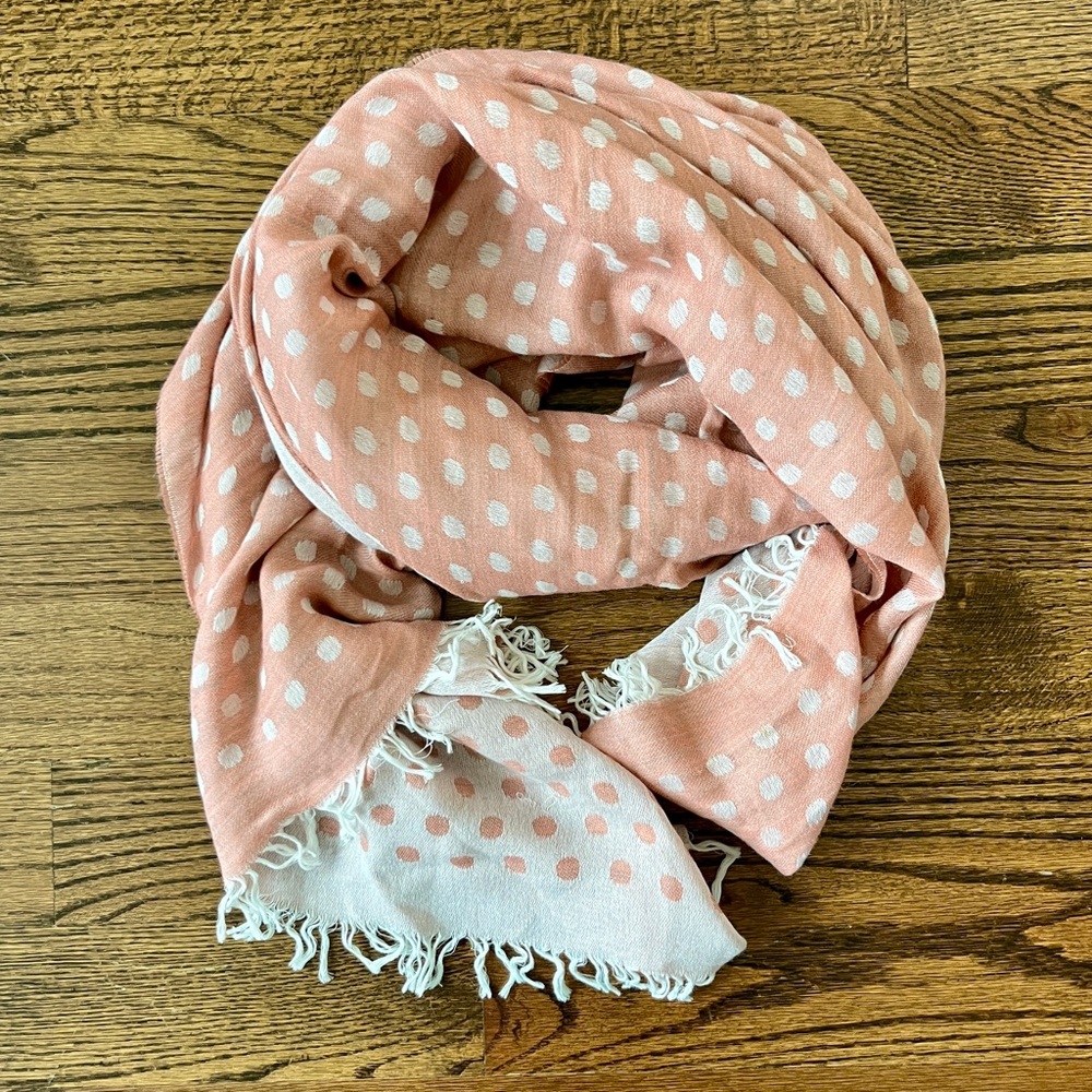 J. Crew Wool Blend Polka Dot Reversible Scarf
